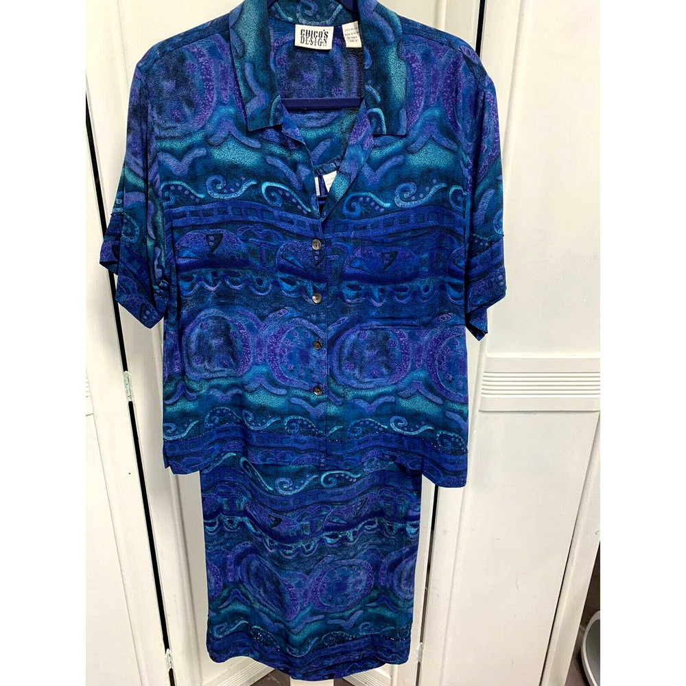 Chico’s Skirt Set Top W/ Wrap Skirt Beaded Vintage